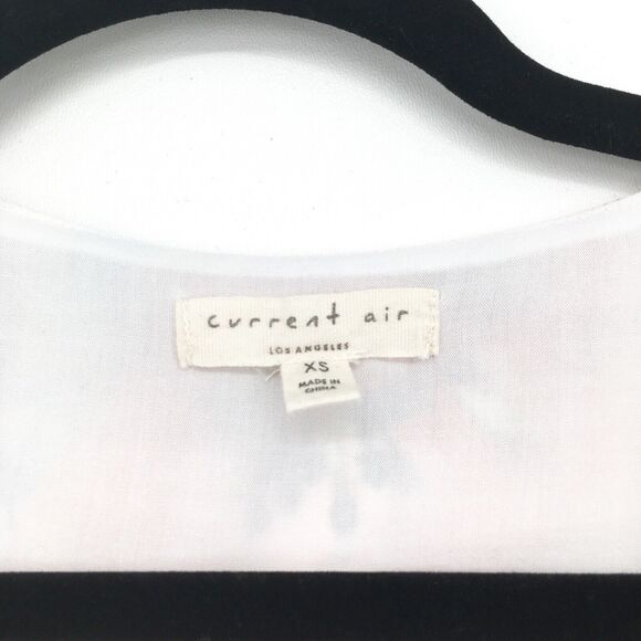 Current Air Asos Women XS Dress White Maxi Chiffon Flutter Sleeve Floral Slit - Picture 5 of 8